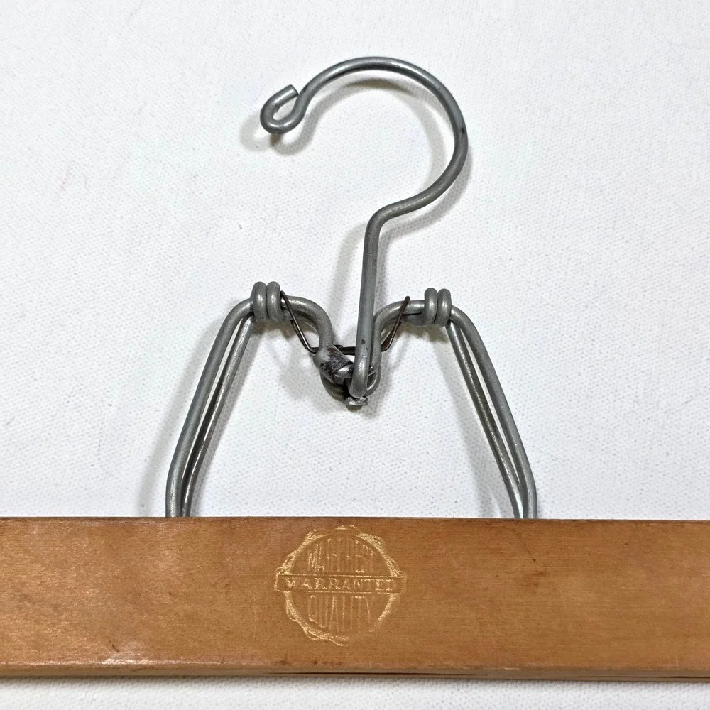 Matchless Pant Hanger 9.5in Brown Vintage Wood Clamp Metal Hook Quality Rustic
